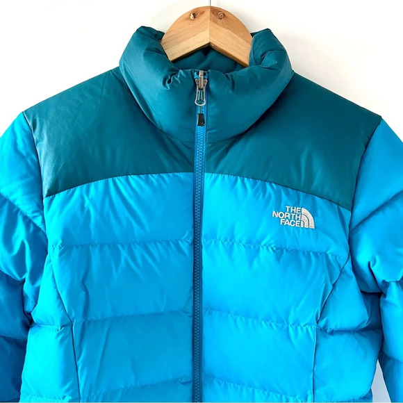 THE NORTH FACE | Nuptse 700 Goose Down Blue Teal Aqua Puffer Jacket Size small - Picture 2 of 16